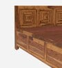 Nostalgic Sheesham Wood Queen Size Bed In Light Honey Finish with Hydraulic Storage