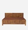 Nostalgic Sheesham Wood Queen Size Bed In Light Honey Finish with Hydraulic Storage