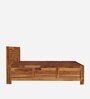 Nostalgic Sheesham Wood Queen Size Bed In Light Honey Finish with Hydraulic Storage