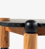 Noto Marble Top Coffee Table In Black Wire Brush & New Teak Finish