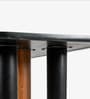 Noto Marble Top Dining Table In Black Wire Brush & New Teak Finish