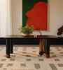 Noto Marble Top Dining Table In Black Wire Brush & New Teak Finish