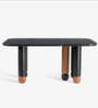 Noto Marble Top Dining Table In Black Wire Brush & New Teak Finish