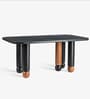 Noto Marble Top Dining Table In Black Wire Brush & New Teak Finish