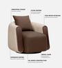 Notte Fabric Lounge Chair with Swivel in Mocha & Beige Colour Notte Fabric Lounge Chair with Swivel in Mocha & Beige Colour