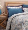Blue Traditional Cotton Double Bed Duvet Cover With 2 Pillow Covers