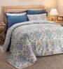 Blue Traditional Cotton Double Bed Duvet Cover With 2 Pillow Covers