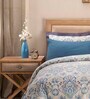 Blue Traditional Cotton Double Bed Duvet Cover With 2 Pillow Covers