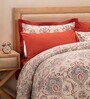 Red Traditional Cotton Double Bed Duvet Cover With 2 Pillow Covers