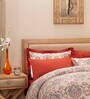 Red Traditional Cotton Double Bed Duvet Cover With 2 Pillow Covers
