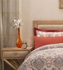 Red Traditional Cotton Double Bed Duvet Cover With 2 Pillow Covers