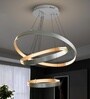 Nova 120W 80cm 3 Interlocking Ring Gold and Grey Shades Chandelier, Height Adjustable Ceiling Light, Google Alexa Voice Control, Modern Luxury Lighting for Living Room Bedroom Hall