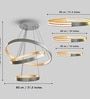Nova 120W 80cm 3 Interlocking Ring Gold and Grey Shades Chandelier, Height Adjustable Ceiling Light, Google Alexa Voice Control, Modern Luxury Lighting for Living Room Bedroom Hall