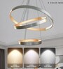 Nova 120W 80cm 3 Interlocking Ring Gold and Grey Shades Chandelier, Height Adjustable Ceiling Light, Google Alexa Voice Control, Modern Luxury Lighting for Living Room Bedroom Hall