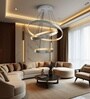 Nova 120W 80cm 3 Interlocking Ring Gold and Grey Shades Chandelier, Height Adjustable Ceiling Light, Google Alexa Voice Control, Modern Luxury Lighting for Living Room Bedroom Hall