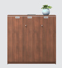 Nova 3 Door File Cabinet In Walnut Finish With Lock