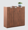 Nova 3 Door File Cabinet In Walnut Finish With Lock