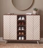 Novax Door Shoe Cabinet In Brown Maple & White Color