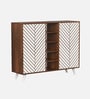 Novax Door Shoe Cabinet In Brown Maple & White Color