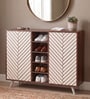 Novax Door Shoe Cabinet In Brown Maple & White Color