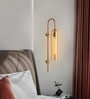 Novira Modern Wall Sconce with T300 Bulb Included | Elegant Gold Finish & Amber Cylindrical Glass Shade | Luxury Wall Lamp for Bedroom, Living Room, Hallway & Hotel Decor | 1Year Warranty