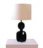 Novum Iron Black Table Lamp with Cotton Linen Off White Shade