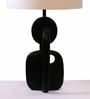 Novum Iron Black Table Lamp with Cotton Linen Off White Shade