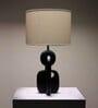 Novum Iron Black Table Lamp with Cotton Linen Off White Shade
