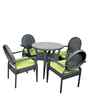 Nowra Wicker Table And Chair (With 4 Chair) Set In Grey Finish