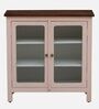 Noyes Mango Wood Crockery Unit In Pink Colour With Lining Glass