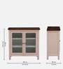 Noyes Mango Wood Crockery Unit In Pink Colour With Lining Glass