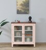 Noyes Mango Wood Crockery Unit In Pink Colour With Lining Glass