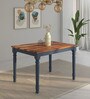 Noyes Sheesham Wood 4 Seater Dining Table In Blue & Natural Finish