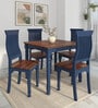 Noyes Sheesham Wood 4 Seater Square Dining Set In Blue & Natural Finish