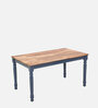 Noyes Sheesham Wood 6 Seater Dining Table In Blue & Natural Finish