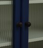 Noyes Solid Wood Crockery Unit In Blue Colour With Lining Glass