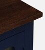 Noyes Solid Wood Crockery Unit In Blue Colour With Lining Glass