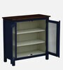 Noyes Solid Wood Crockery Unit In Blue Colour With Lining Glass