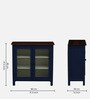 Noyes Solid Wood Crockery Unit In Blue Colour With Lining Glass
