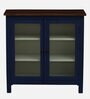 Noyes Solid Wood Crockery Unit In Blue Colour With Lining Glass