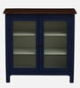 Noyes Solid Wood Crockery Unit In Blue Colour With Lining Glass
