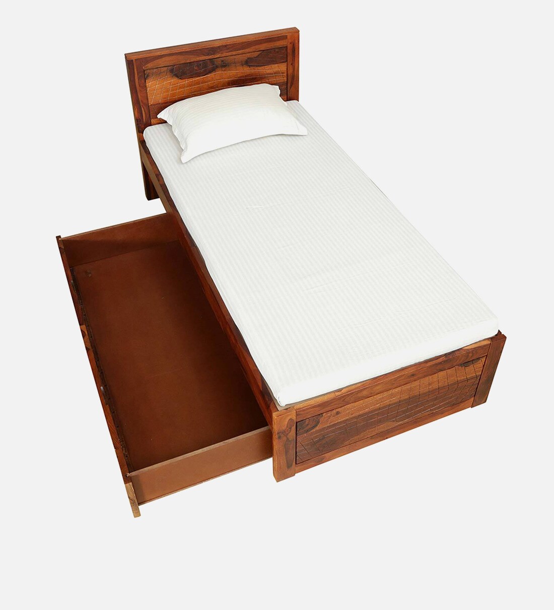 Buy Nuevo Sheesham Wood Single Bed In Honey Oak Finish With Drawer Storage By Woodsworth Online