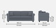 Numonk 3 Seater Sofa In Pubble Grey Colour