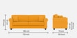 Numonk Velvet 3 Seater Sofa in Saffron Yellow Colour