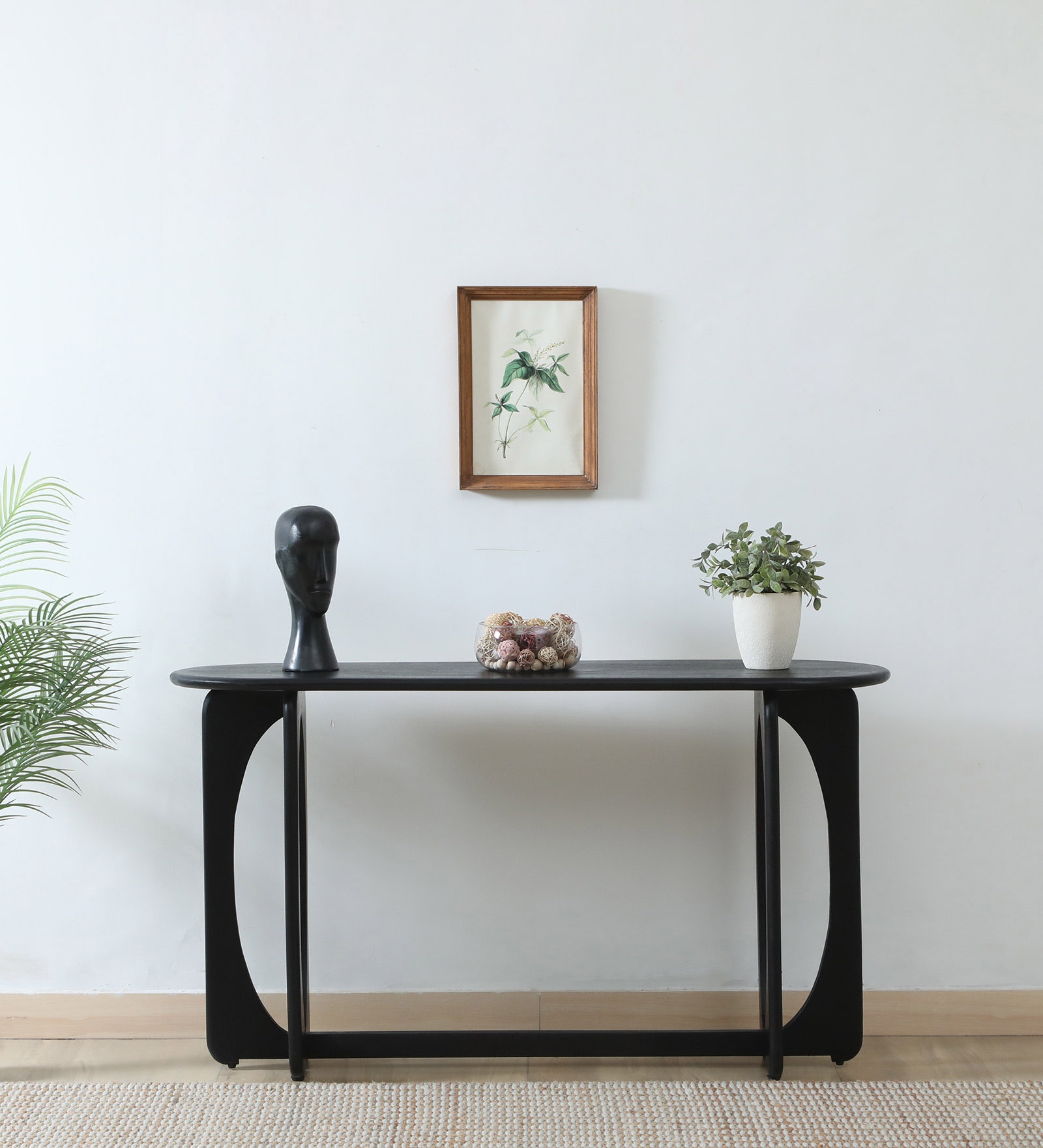 Nubian Mango Wood Console Table In  Wirebrush Black Finish