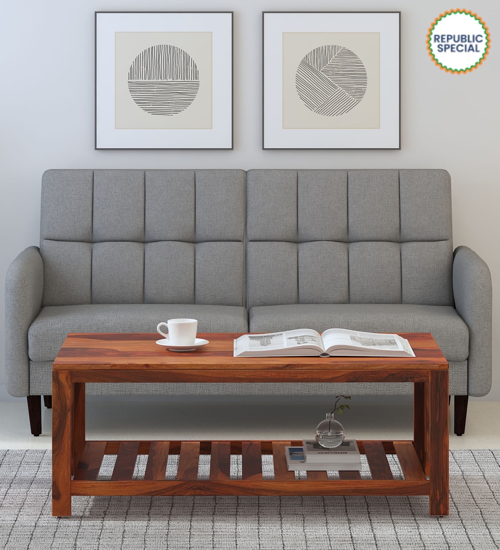 Nuevo Sheesham Wood Coffee Table in Scratch Resistant Honey Oak Finish