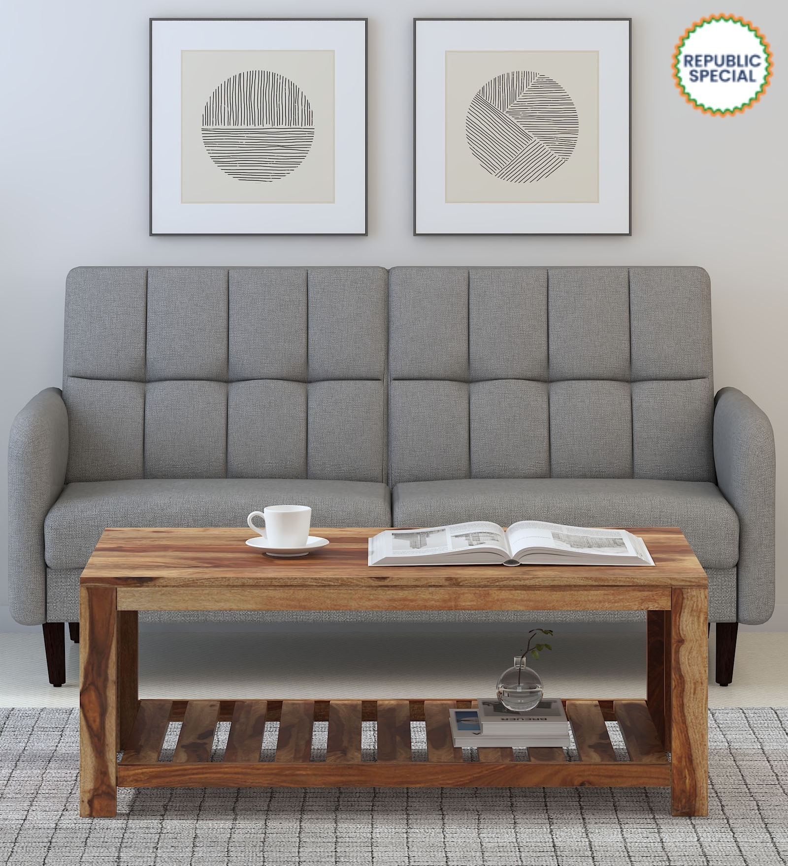 Nuevo Sheesham Wood Coffee Table in Scratch Resistant Rustic Teak Finish