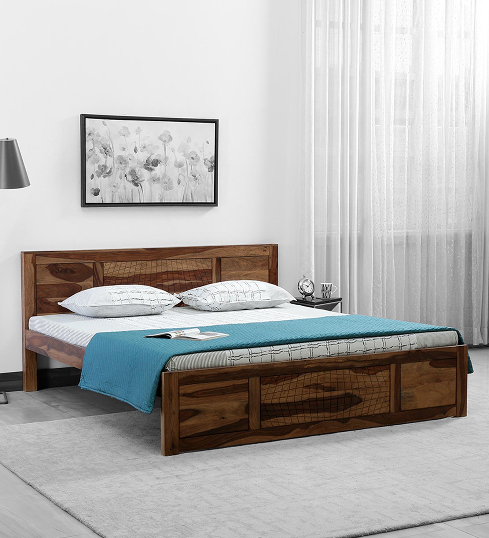Buy Nuevo Solid Wood King Size Bed In Rustic Teak Finish By Woodsworth