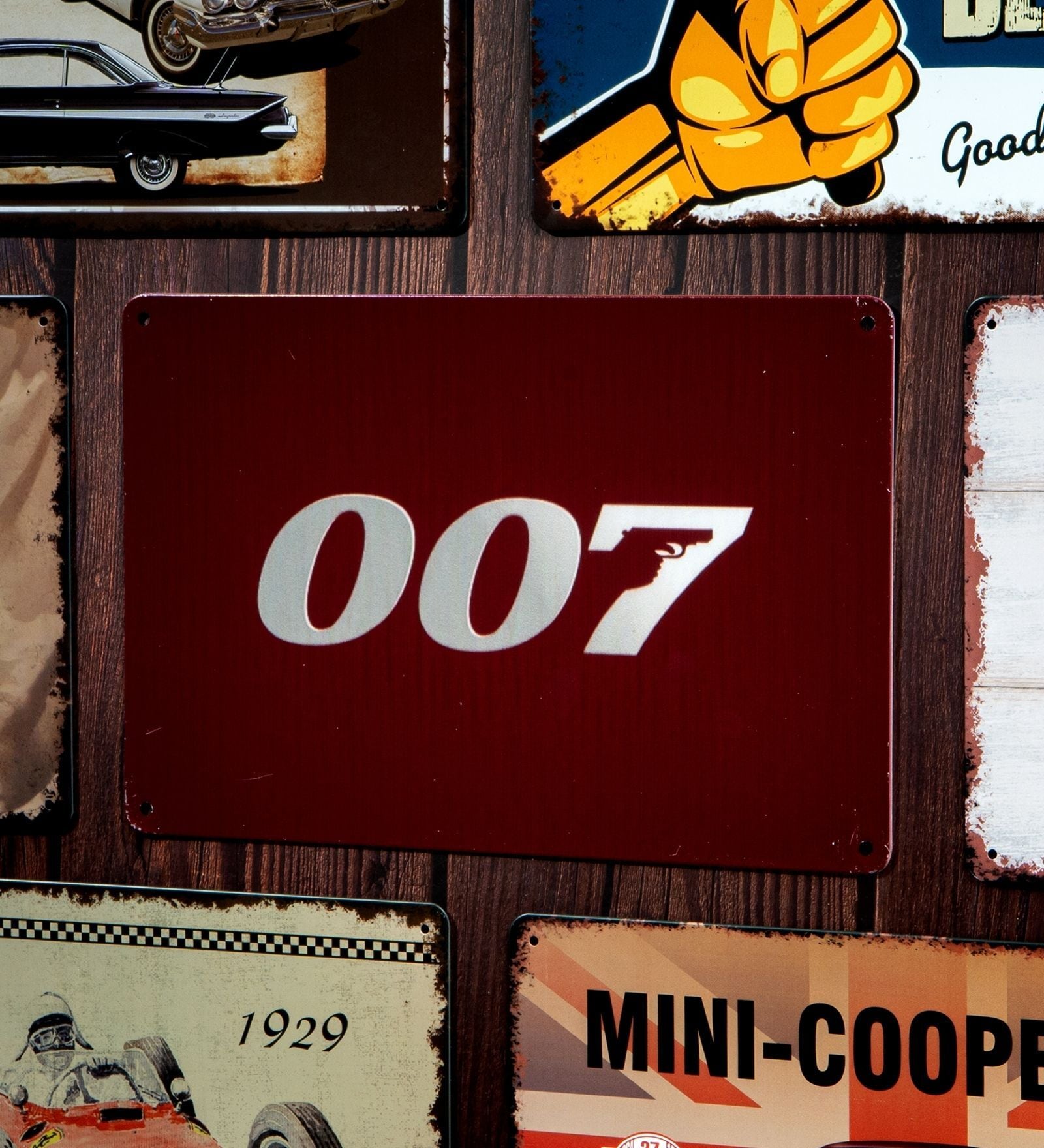 Number Plates Big Wall Sign 007 Vintage Movie Theme