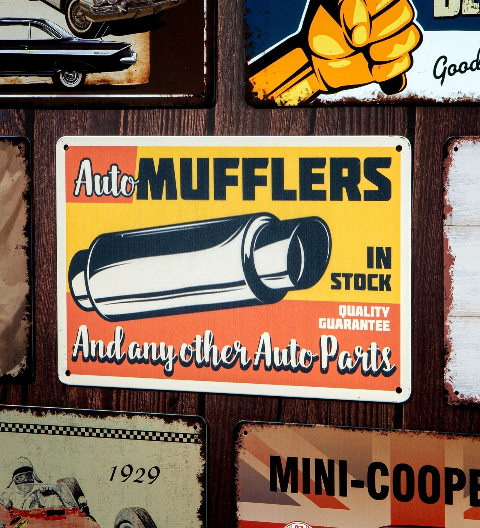 Number Plates Big Wall Sign Auto Mufflers Garage Theme